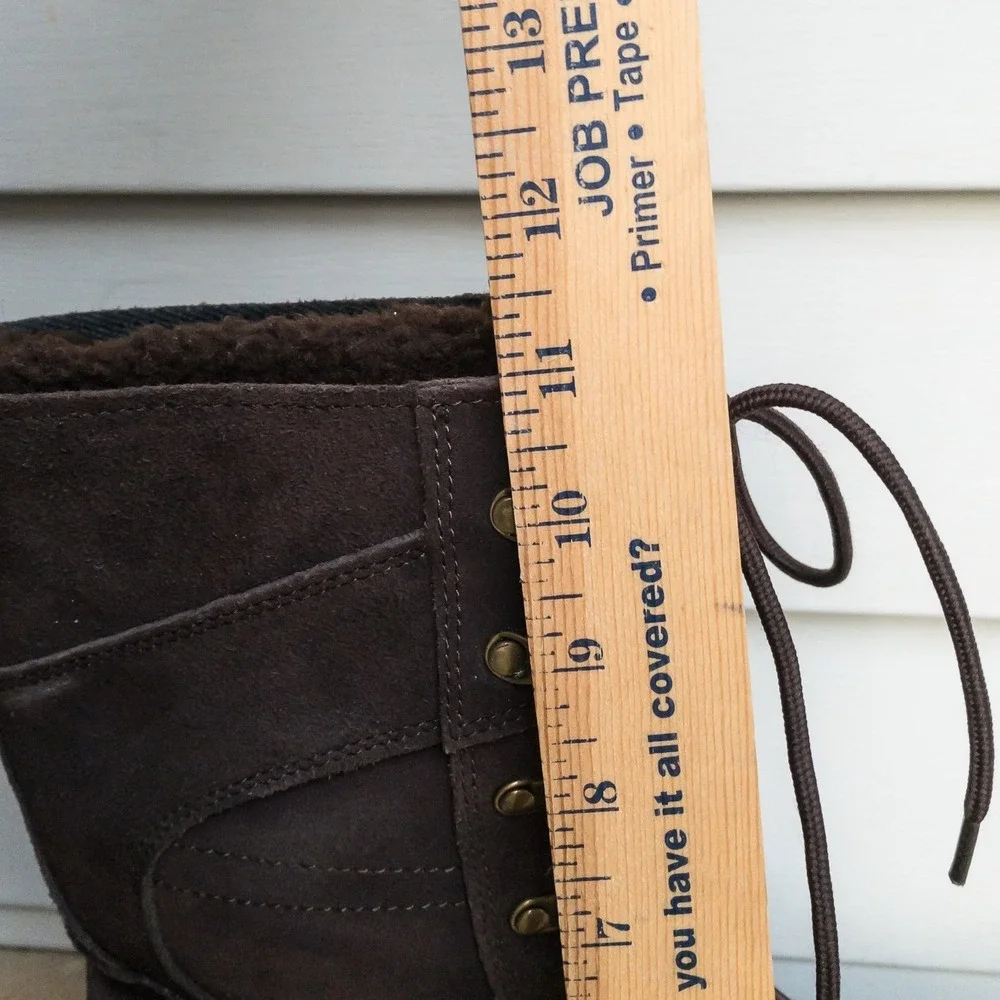 Lands' End Duck Boots Mens 8D Brown Suede Insulated Snow Winter Rubber Suede